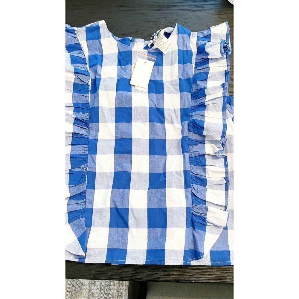 WHIT TWO Anthropologie Blue Cascade Ruffled Blouse MEDIUM - Picture 8 of 10